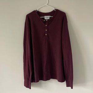 Goodfellow Maroon Long Sleeve Henley T-Shirt